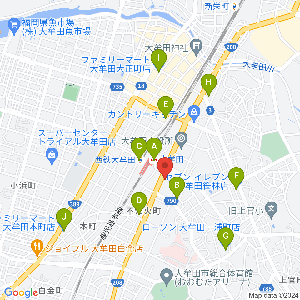 FMたんと周辺のコンビニエンスストア一覧地図