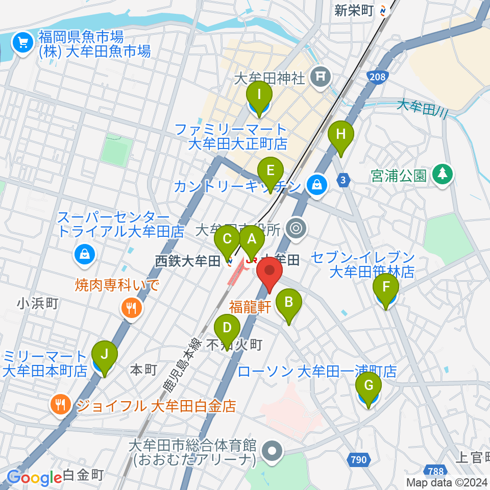 FMたんと周辺のコンビニエンスストア一覧地図