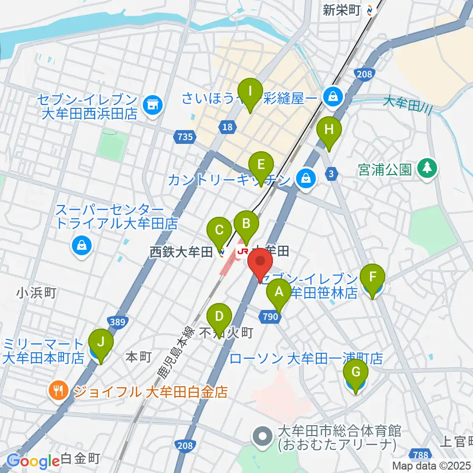 FMたんと周辺のコンビニエンスストア一覧地図