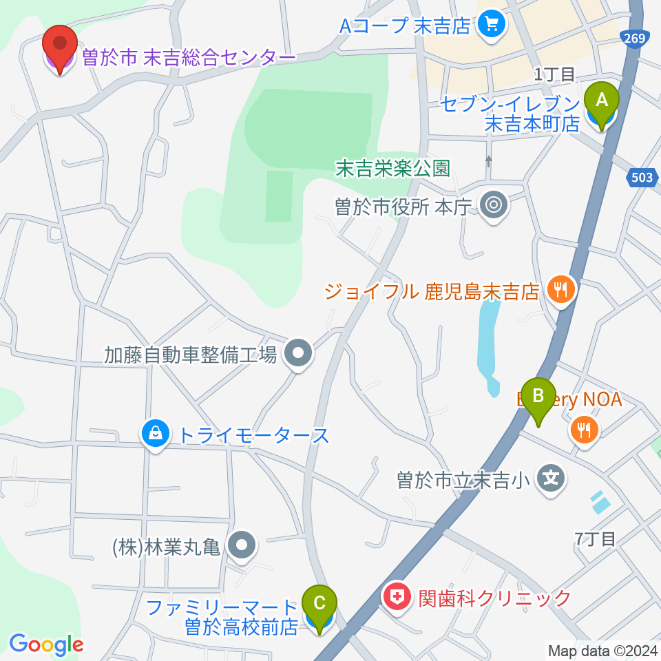 末吉総合センター周辺のコンビニエンスストア一覧地図