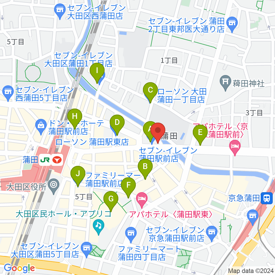 蒲田Studio80(スタジオオッタンタ)周辺のコンビニエンスストア一覧地図