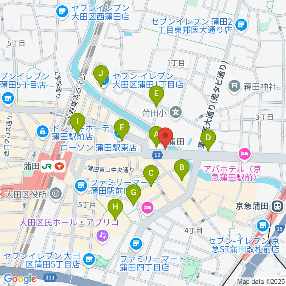蒲田スタジオ・オッタンタ周辺のコンビニエンスストア一覧地図
