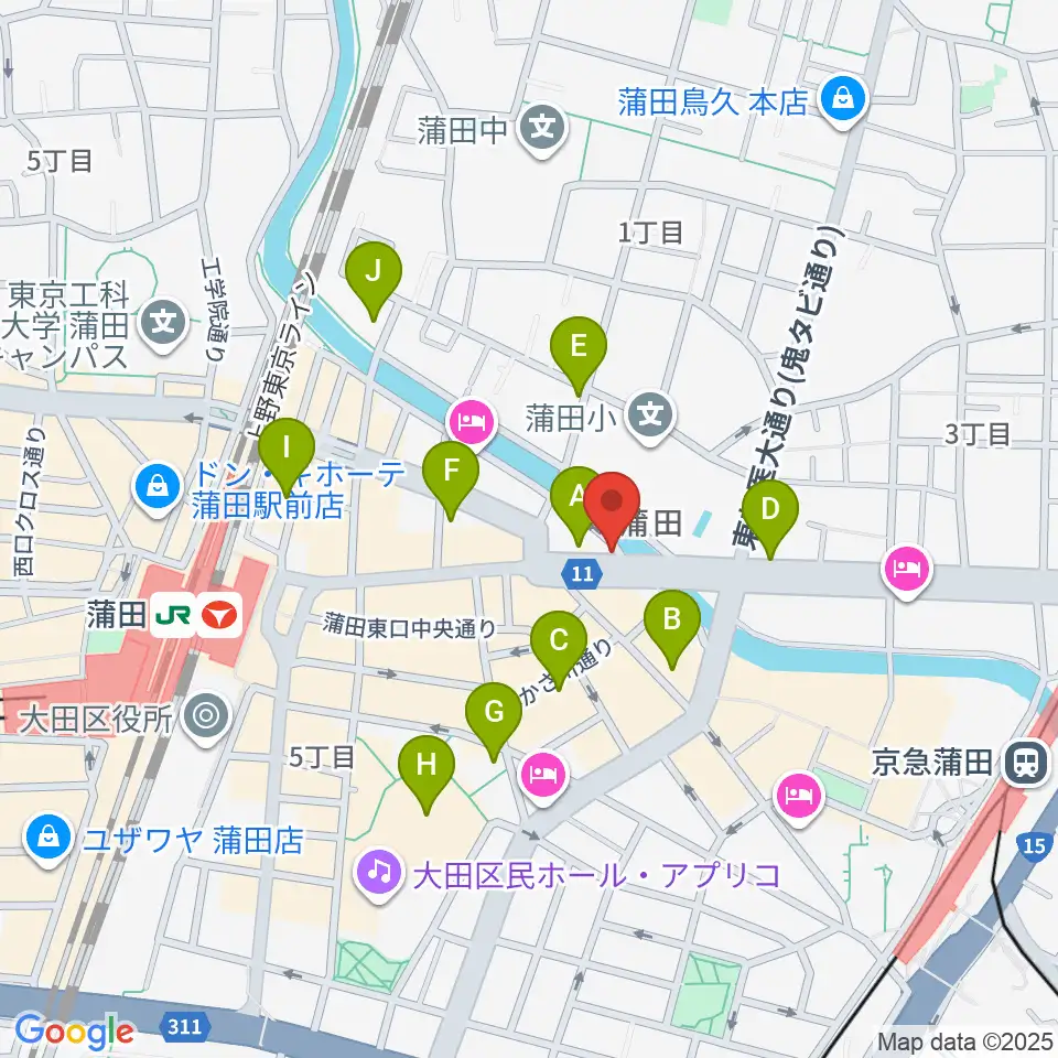 蒲田スタジオ・オッタンタ周辺のコンビニエンスストア一覧地図