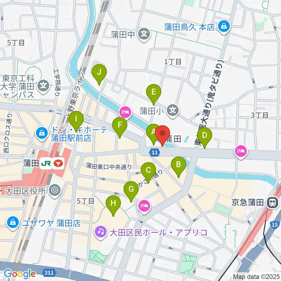 蒲田スタジオ・オッタンタ周辺のコンビニエンスストア一覧地図