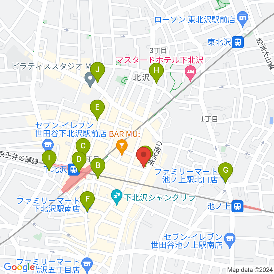 下北沢シアターミネルヴァ周辺のコンビニエンスストア一覧地図