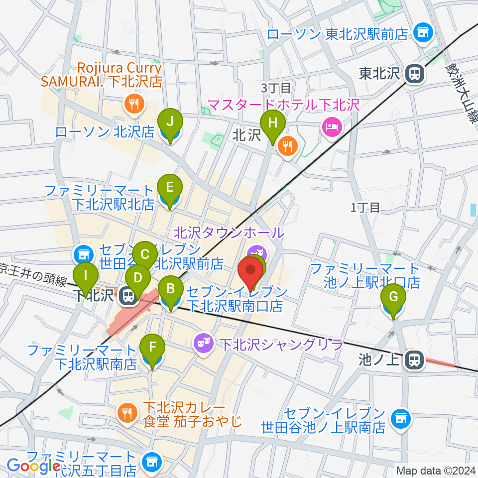 下北沢シアターミネルヴァ周辺のコンビニエンスストア一覧地図