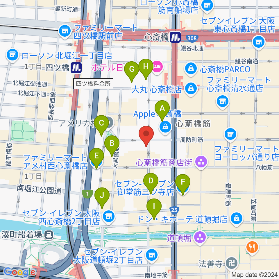 三木楽器アコースティックイン周辺のコンビニエンスストア一覧地図