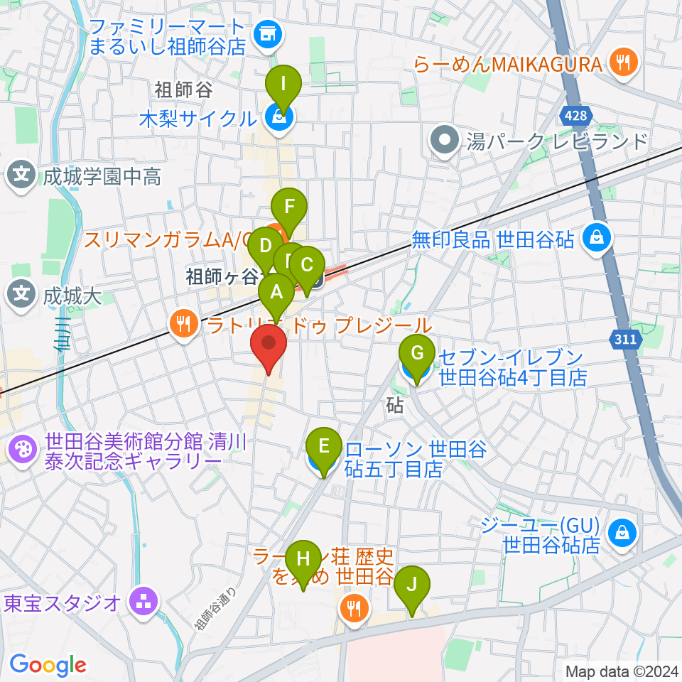 祖師ケ谷大蔵metta周辺のコンビニエンスストア一覧地図