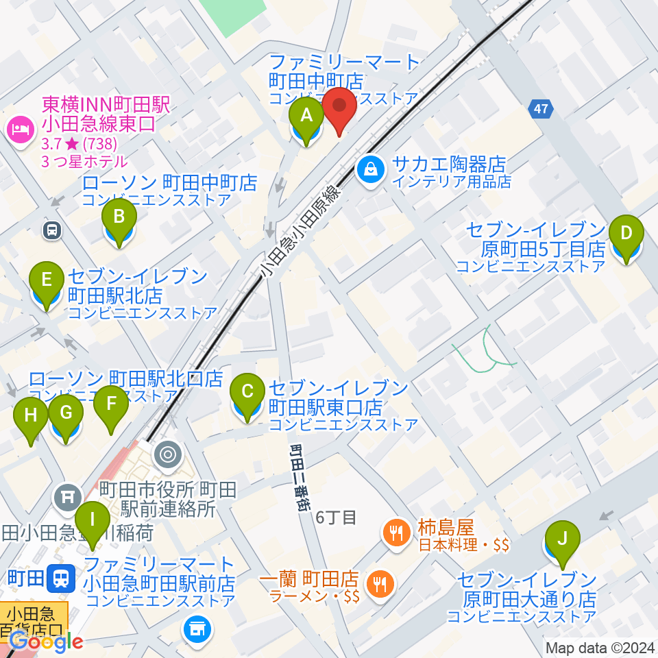 町田INTO THE BLUE周辺のコンビニエンスストア一覧地図