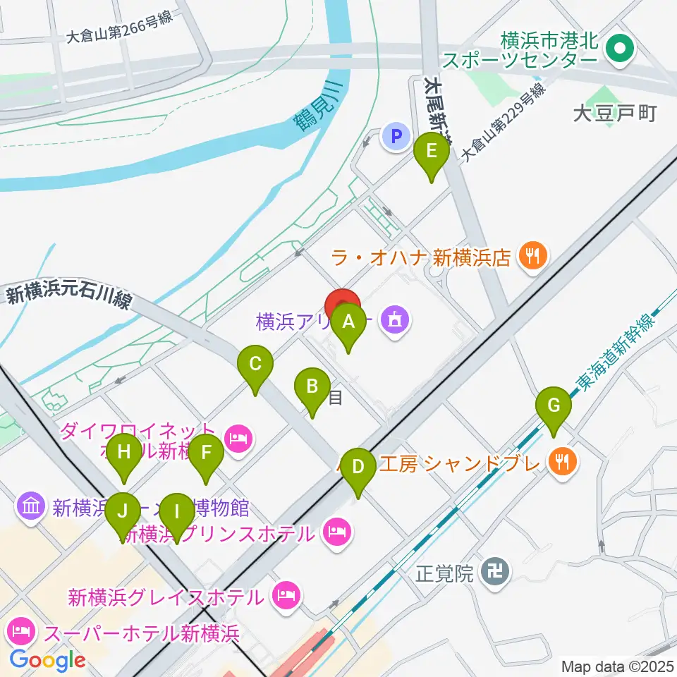 新横浜strage周辺のコンビニエンスストア一覧地図