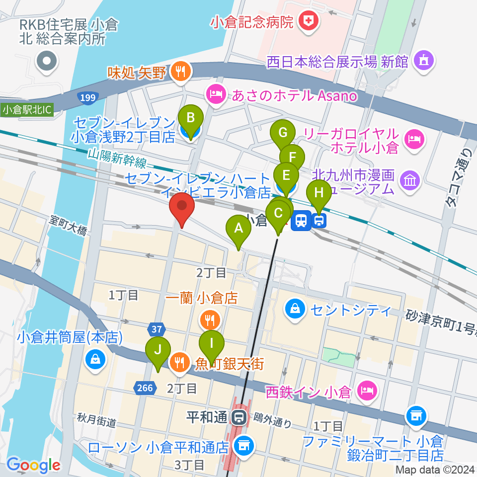 北九州響団 本陣周辺のコンビニエンスストア一覧地図