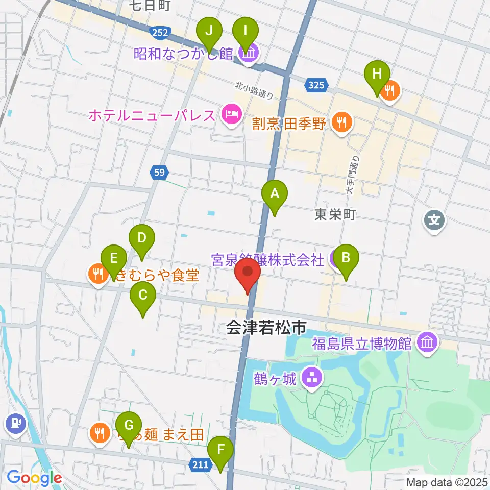 会津若松 まるギター教室&ベース、ウクレレ周辺のコンビニエンスストア一覧地図