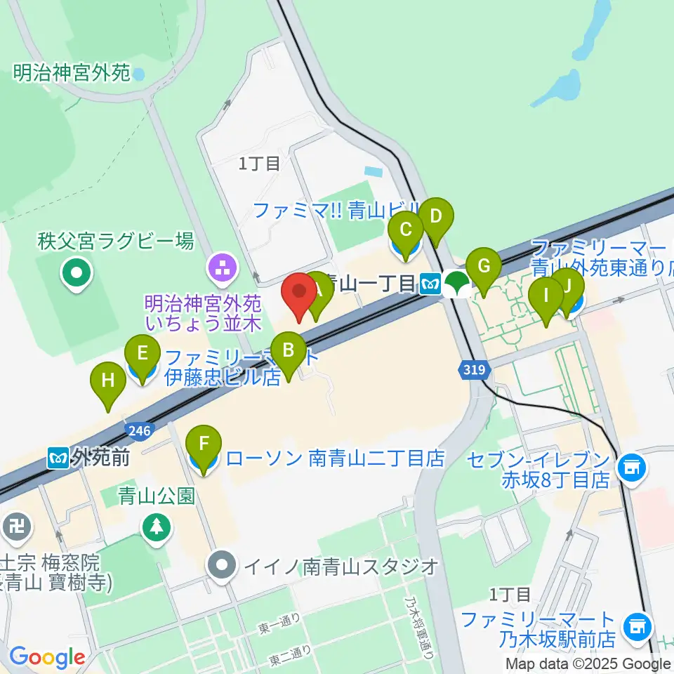 青山RizM周辺のコンビニエンスストア一覧地図