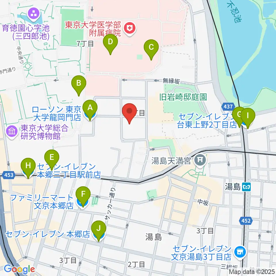 文京区青少年プラザb-lab周辺のコンビニエンスストア一覧地図