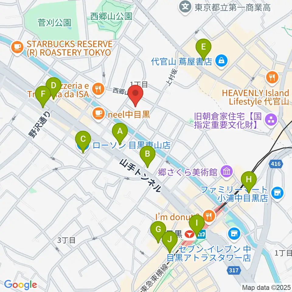 中目黒キンケロ・シアター周辺のコンビニエンスストア一覧地図