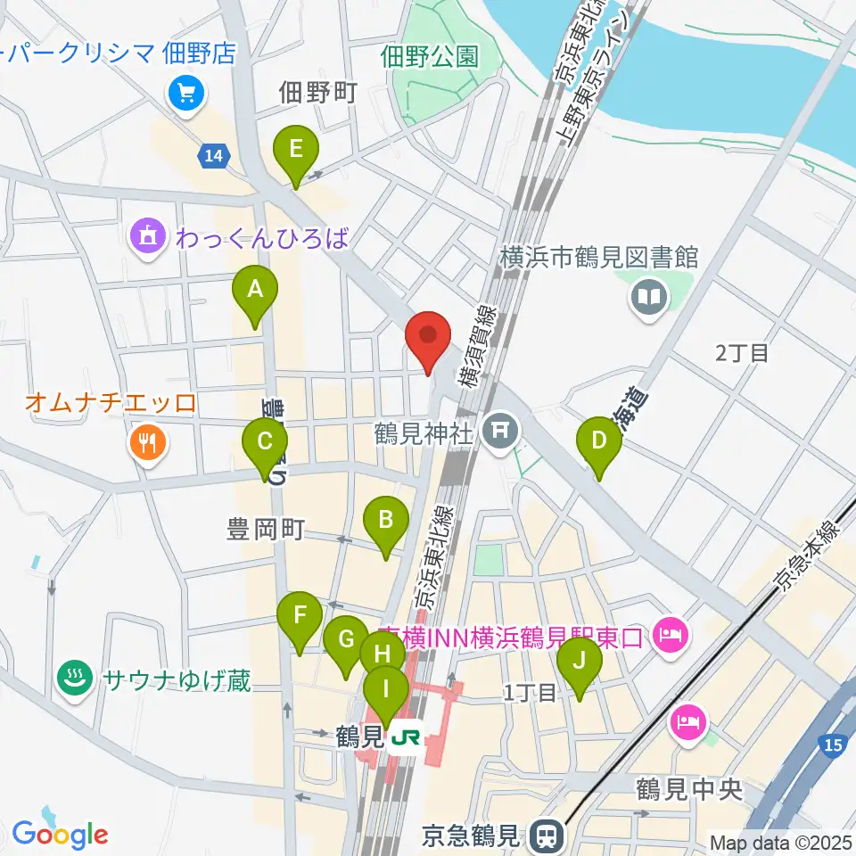 鶴見GIGS周辺のコンビニエンスストア一覧地図