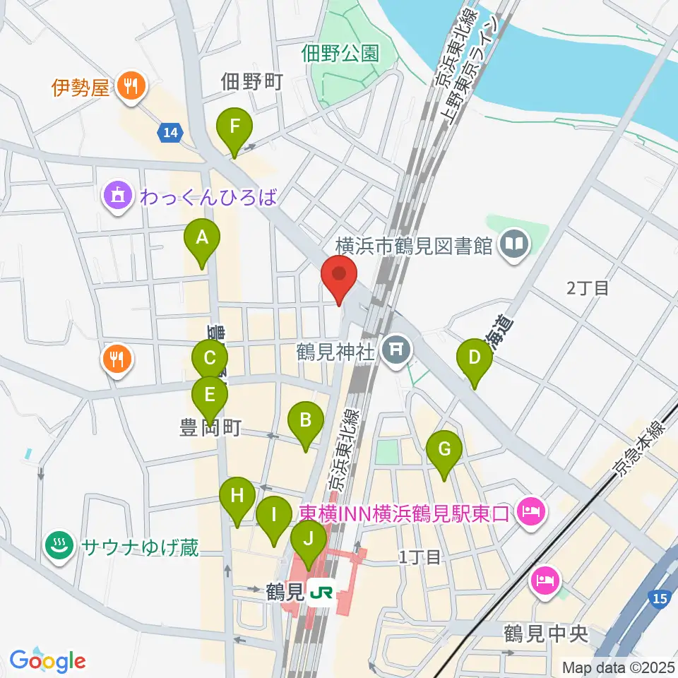 鶴見GIGS周辺のコンビニエンスストア一覧地図