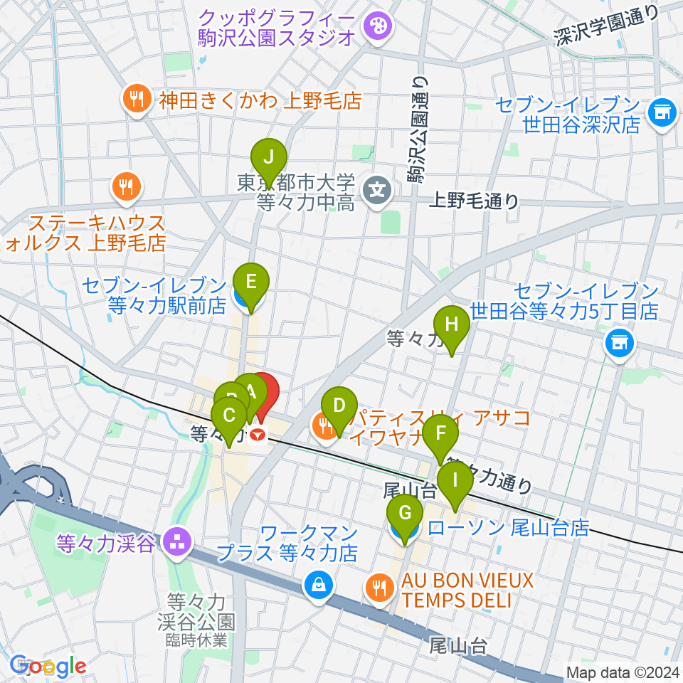 玉川せせらぎホール（玉川区民会館）周辺のコンビニエンスストア一覧地図