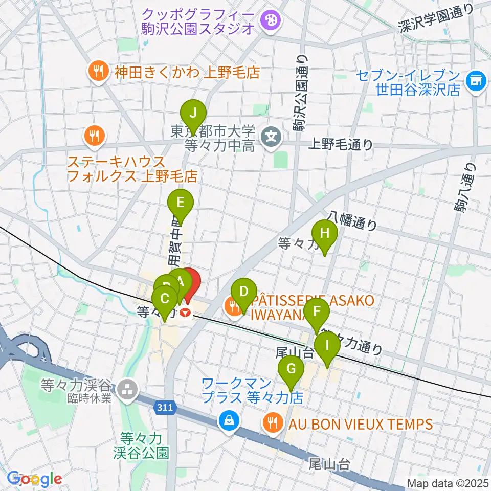 玉川せせらぎホール(玉川区民会館)周辺のコンビニエンスストア一覧地図