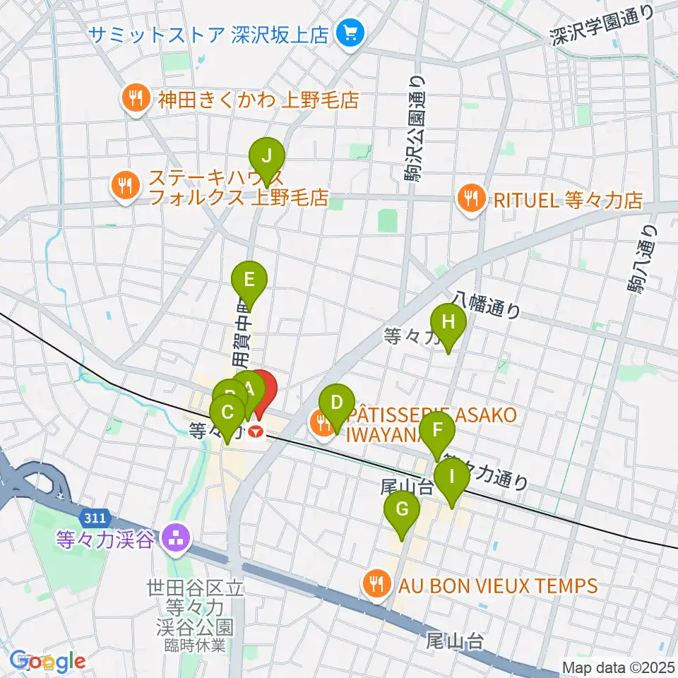 玉川せせらぎホール(玉川区民会館)周辺のコンビニエンスストア一覧地図