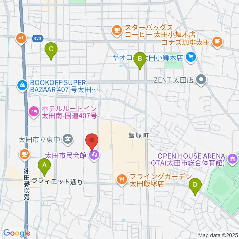 太田市民会館周辺のコンビニエンスストア一覧地図