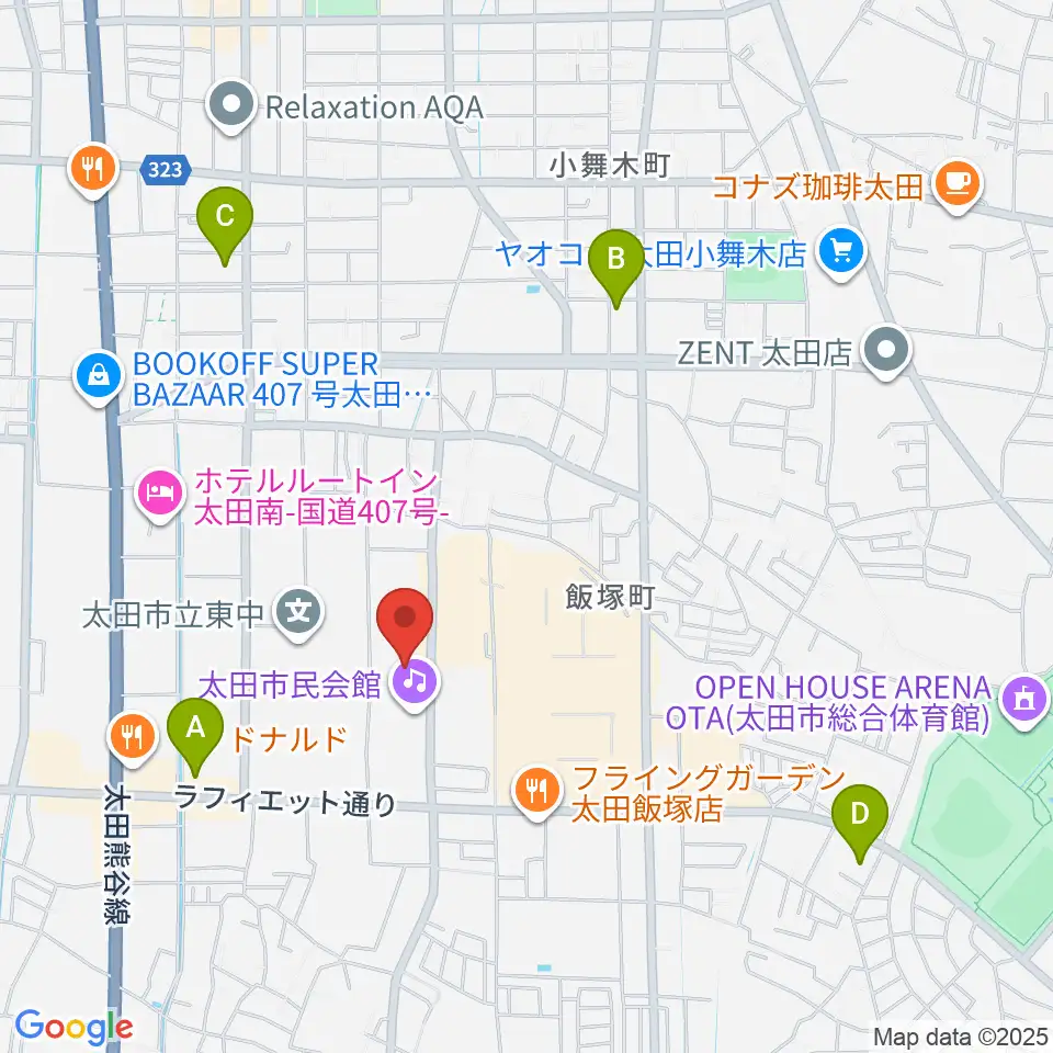 太田市民会館周辺のコンビニエンスストア一覧地図