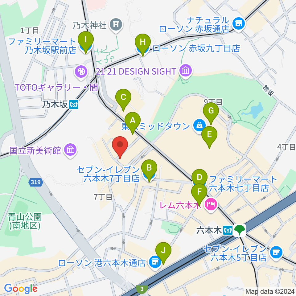 キーストンクラブ東京周辺のコンビニエンスストア一覧地図