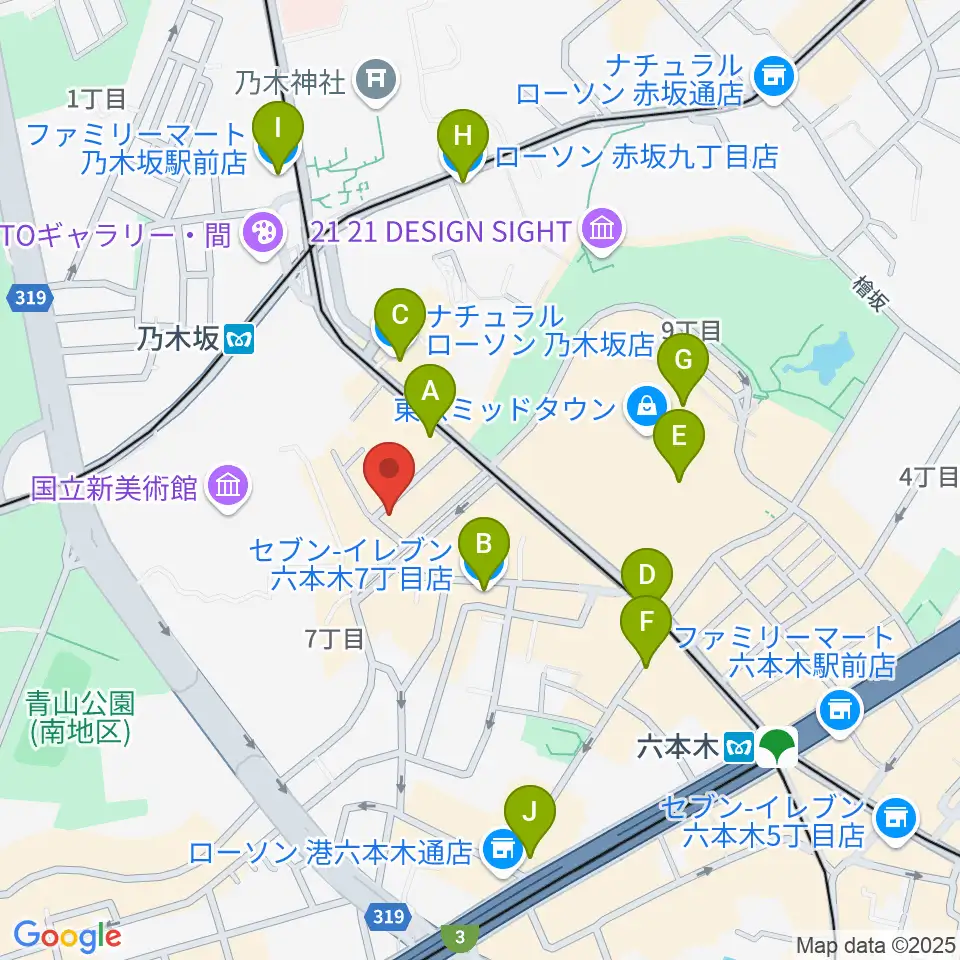 キーストンクラブ東京周辺のコンビニエンスストア一覧地図