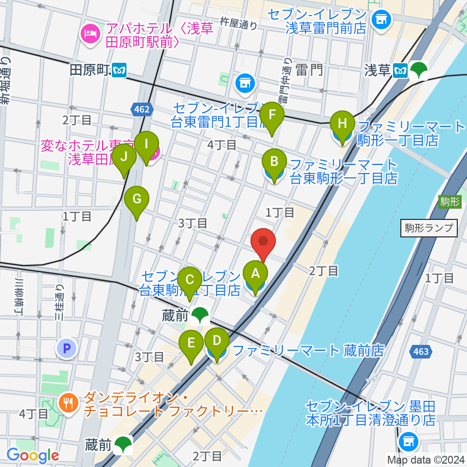 浅草Gold Sounds周辺のコンビニエンスストア一覧地図