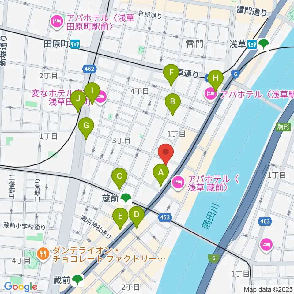 浅草Gold Sounds周辺のコンビニエンスストア一覧地図
