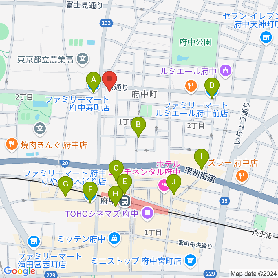 サウンドスタジオエイト府中周辺のコンビニエンスストア一覧地図