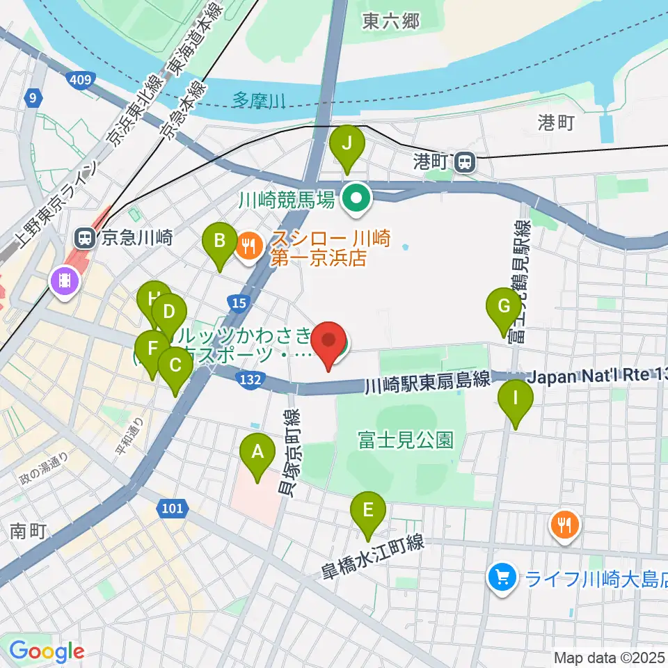 カルッツかわさきホール周辺のコンビニエンスストア一覧地図