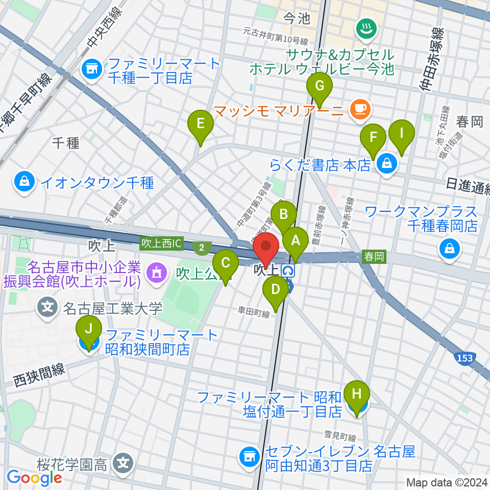 サタケドラムショップ周辺のコンビニエンスストア一覧地図