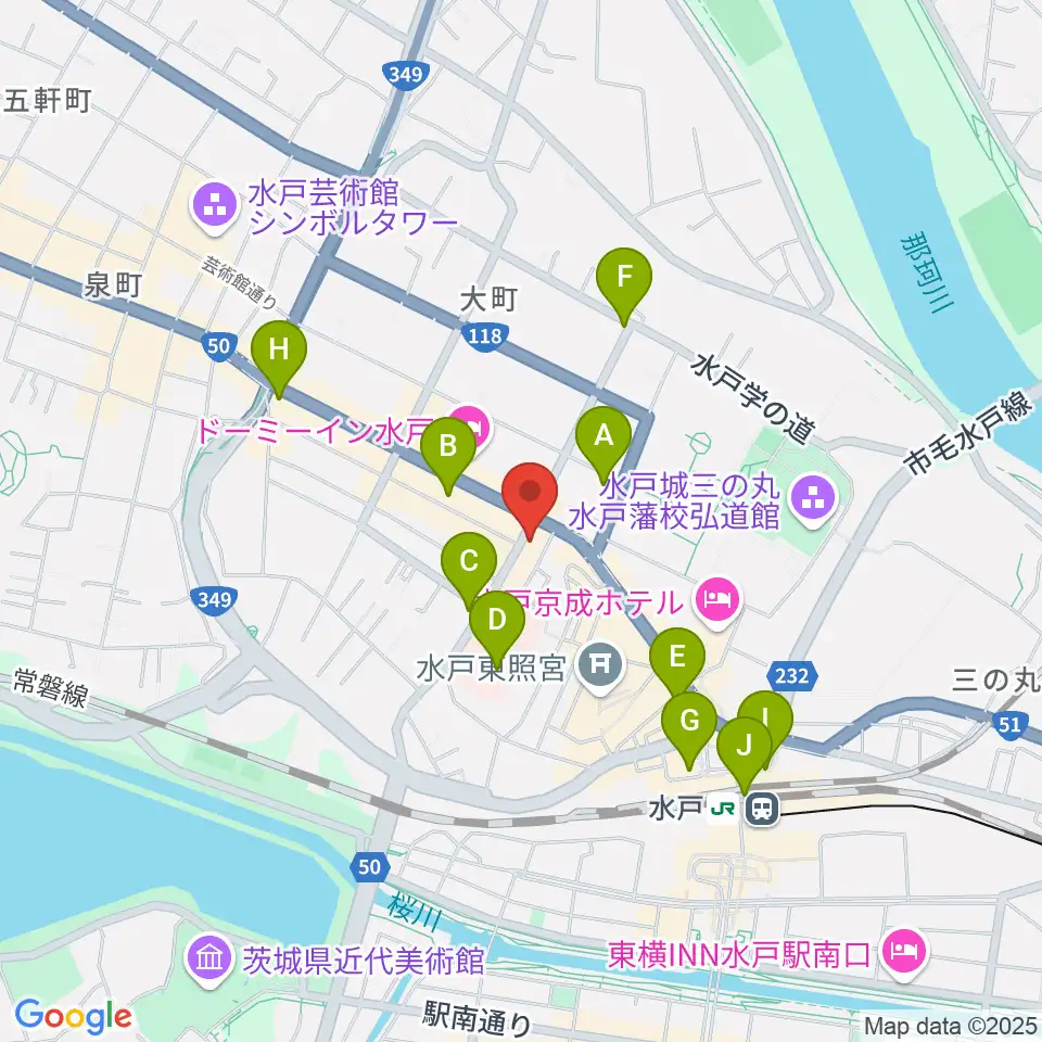 水戸ペーパームーン周辺のコンビニエンスストア一覧地図