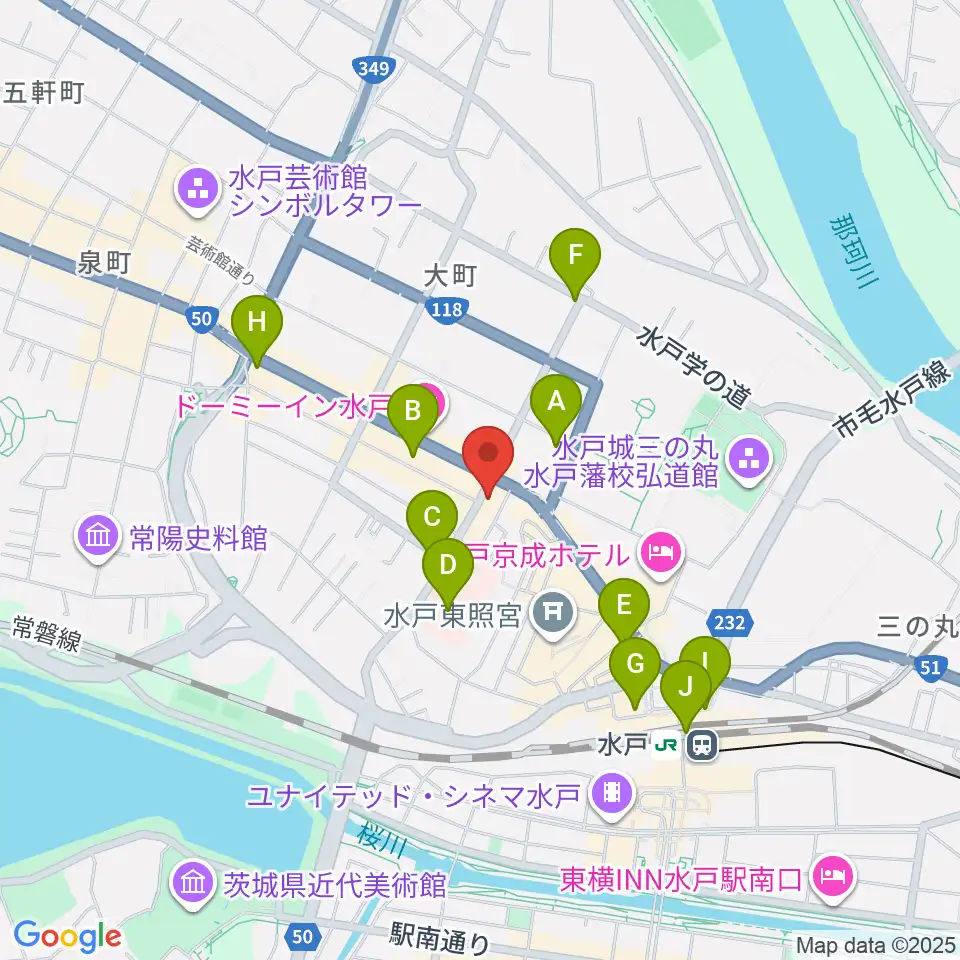 水戸ペーパームーン周辺のコンビニエンスストア一覧地図