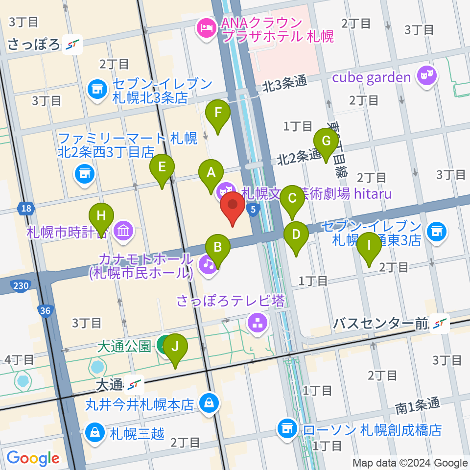 札幌文化芸術交流センターSCARTS周辺のコンビニエンスストア一覧地図