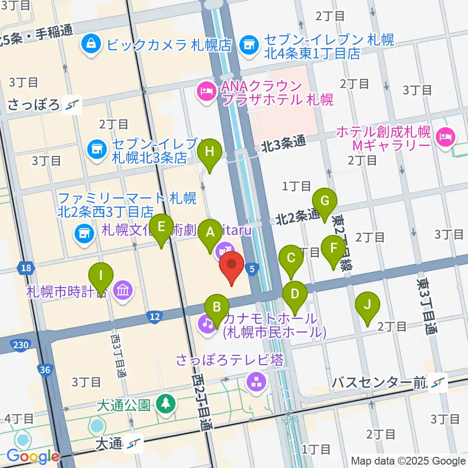 札幌文化芸術交流センターSCARTS周辺のコンビニエンスストア一覧地図