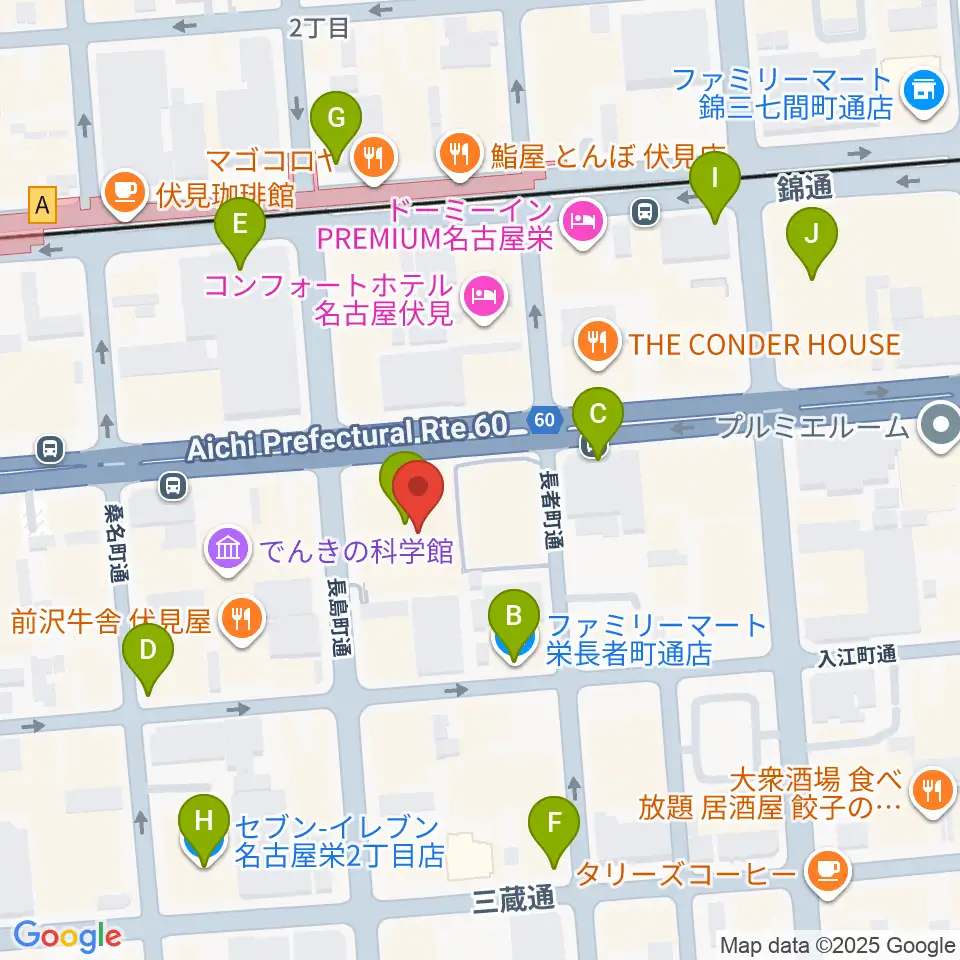 クロサワ楽器名古屋店周辺のコンビニエンスストア一覧地図