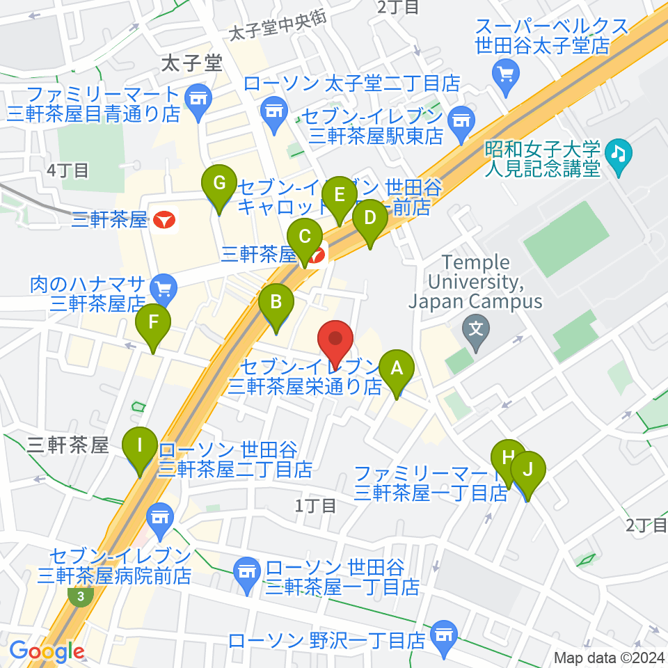 三軒茶屋HEAVEN'S DOOR周辺のコンビニエンスストア一覧地図