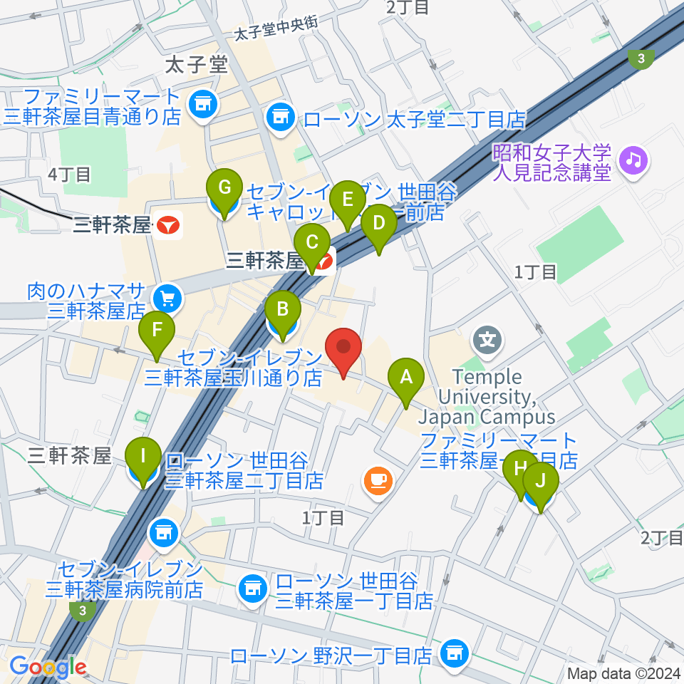 三軒茶屋HEAVEN'S DOOR周辺のコンビニエンスストア一覧地図