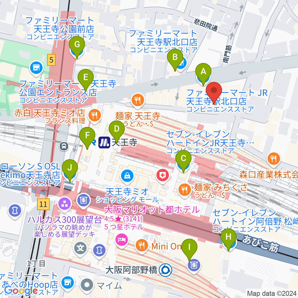 ヤンタスタジオ周辺のコンビニエンスストア一覧地図