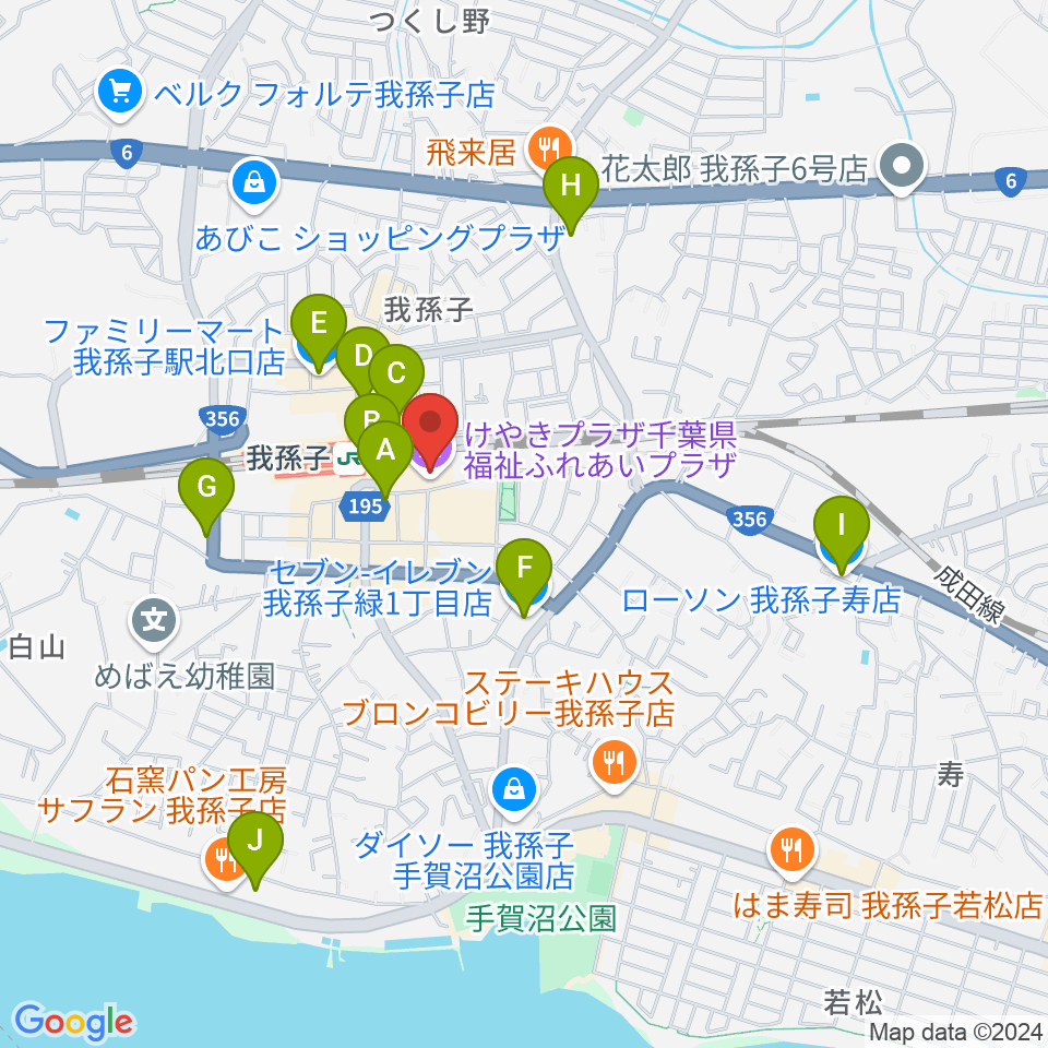 千葉県福祉ふれあいプラザ周辺のコンビニエンスストア一覧地図