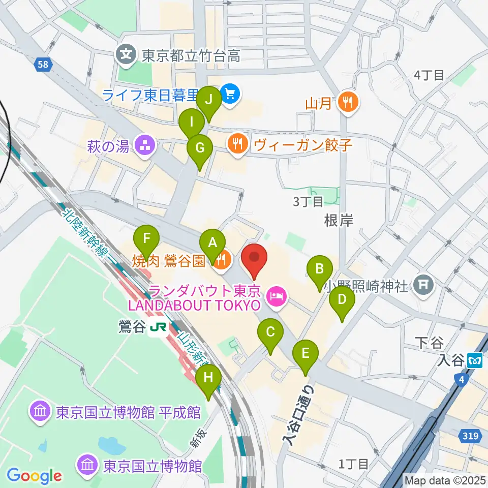 BUZZ上野周辺のコンビニエンスストア一覧地図