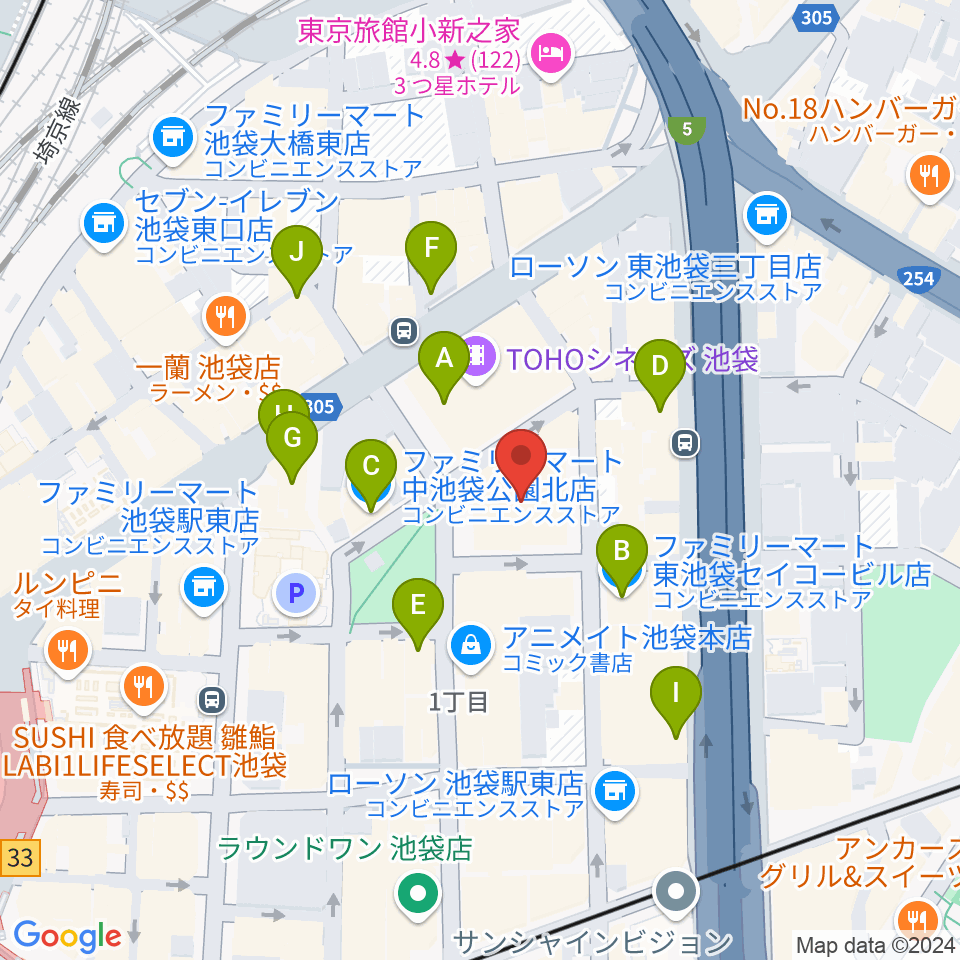 東京建物ブリリアホール周辺のコンビニエンスストア一覧地図