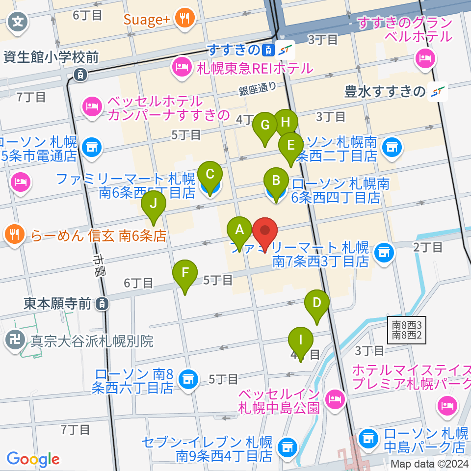 札幌XENON周辺のコンビニエンスストア一覧地図