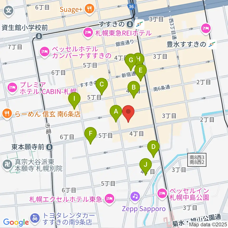 札幌XENON周辺のコンビニエンスストア一覧地図