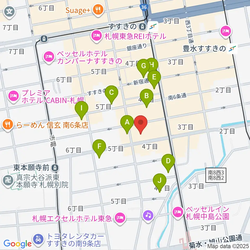 札幌XENON周辺のコンビニエンスストア一覧地図