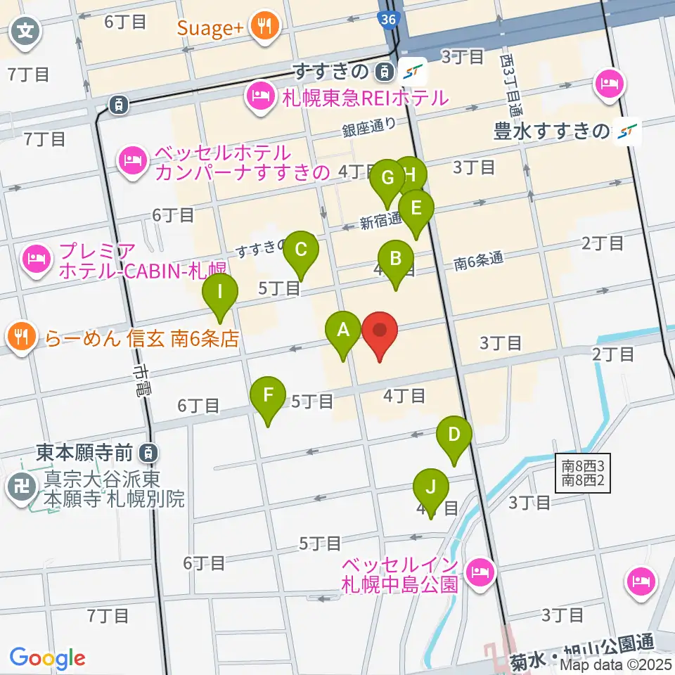 札幌XENON周辺のコンビニエンスストア一覧地図