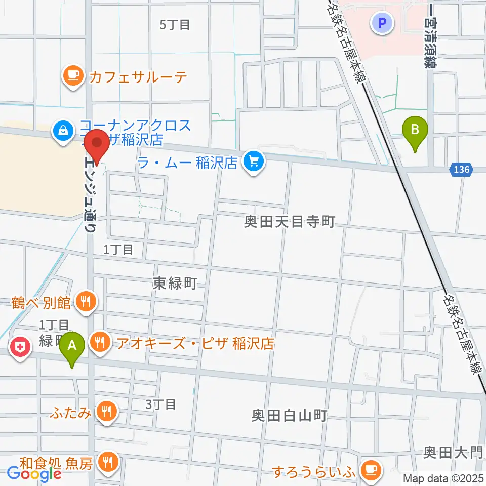 ピアノ教室luce 稲沢教室周辺のコンビニエンスストア一覧地図