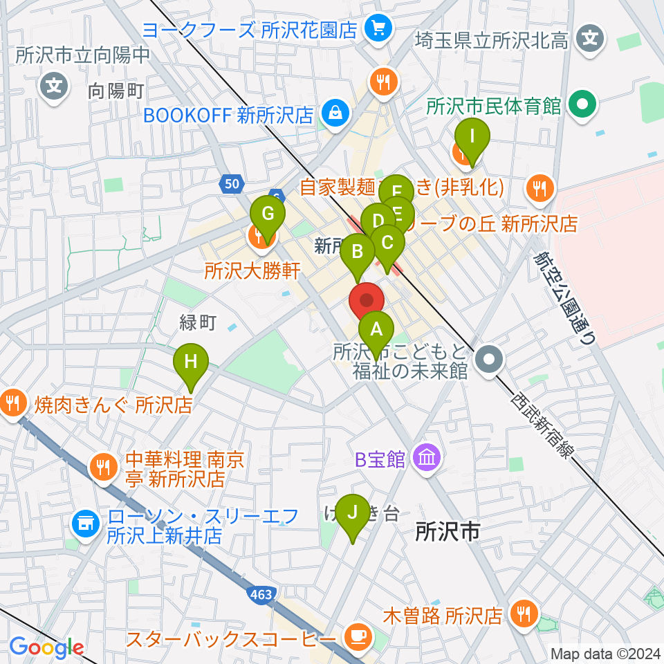 新所沢THE ROCK周辺のコンビニエンスストア一覧地図